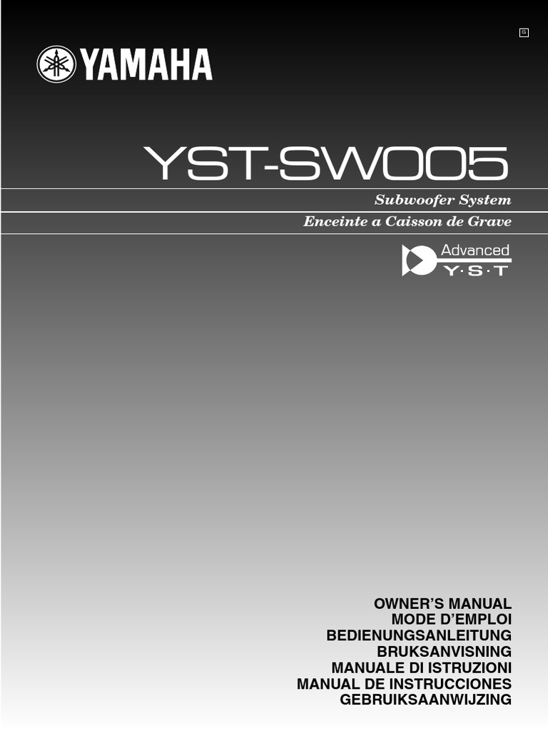 Yamaha YST-SW005 Owner's Manual - 16cm 55W | PDF