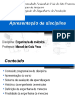 1 - Aula - Apresentao Da Disciplina - Engenharia de Mtodos