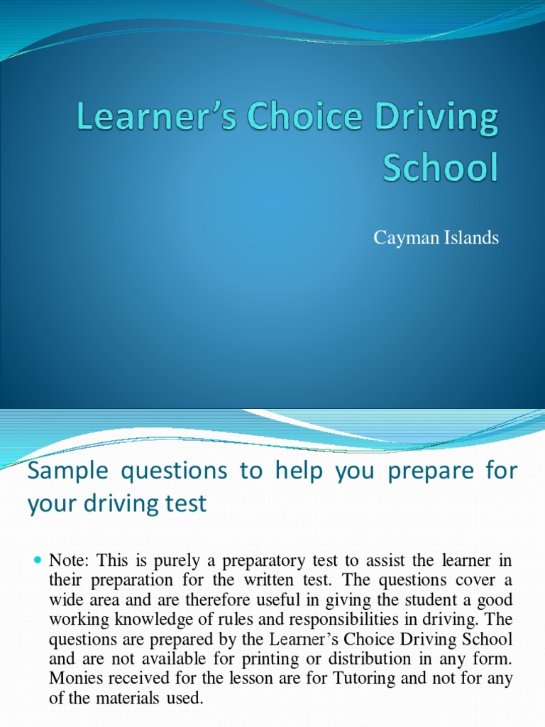 Cayman Islands Driving Test Prep Guide | PDF | Traffic | Driving