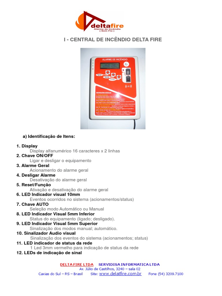 Manual Central de Incêndio Delta Fire | PDF