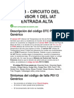 P0113 - Circuito Del Sensor 1 Del Iat Entrada Alta