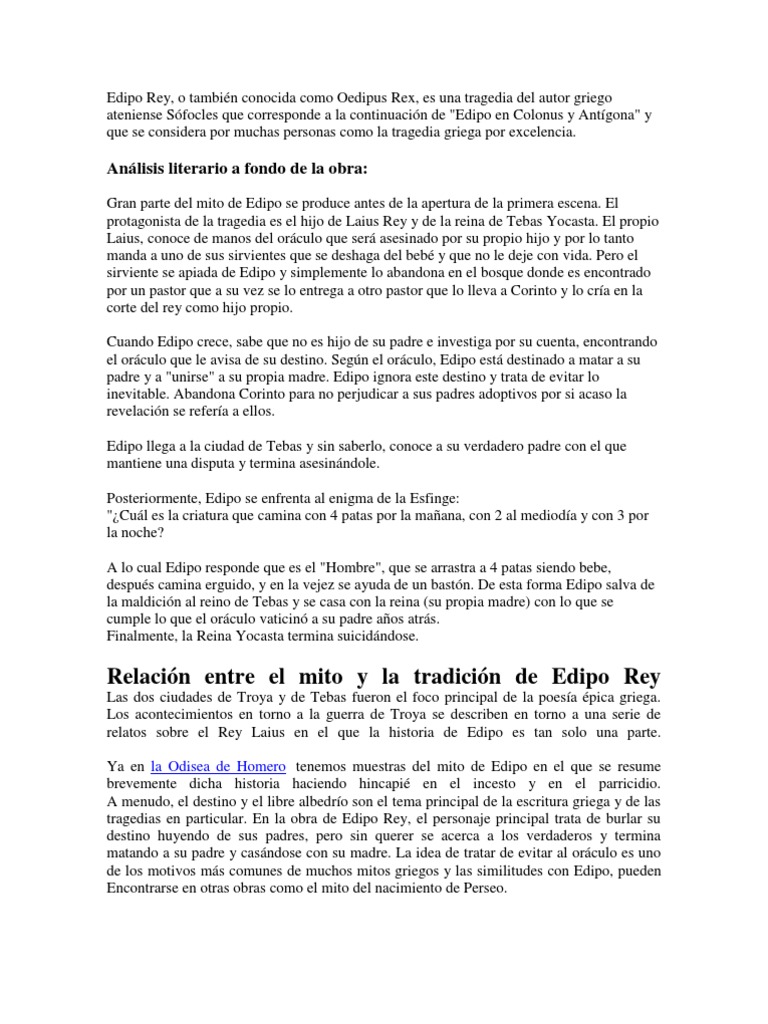Análisis literario de Edipo Rey