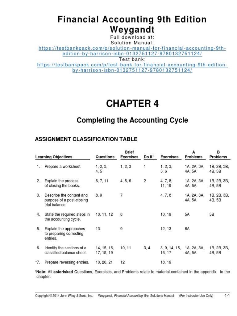Financial Accounting 9th Edition Weygandt Solutions Manual 1 PDF Debits And Credits Expense