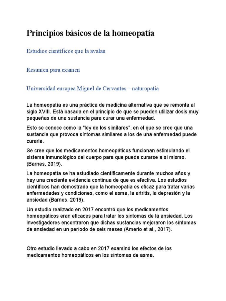 Principios Básicos de La Homeopatía PDF Homeopatía Asma
