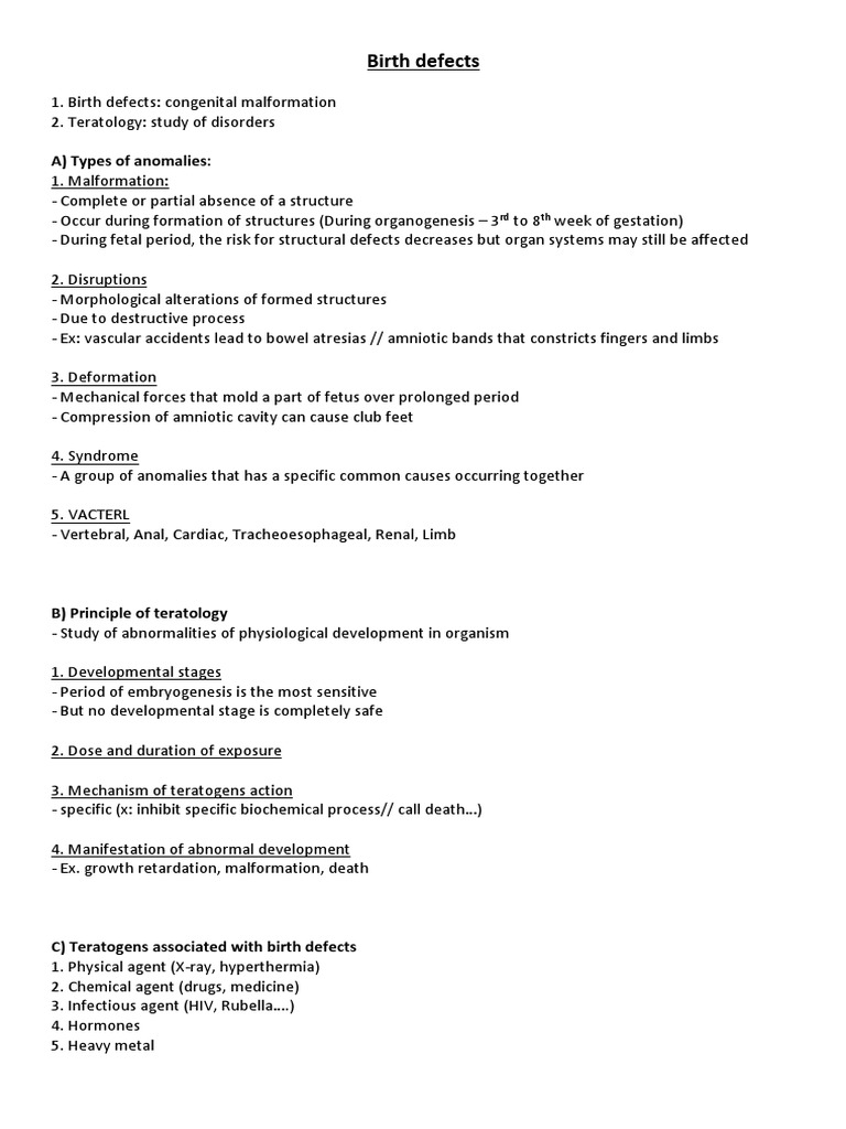Understanding Birth Defects and Teratogens | PDF | Diseases And ...