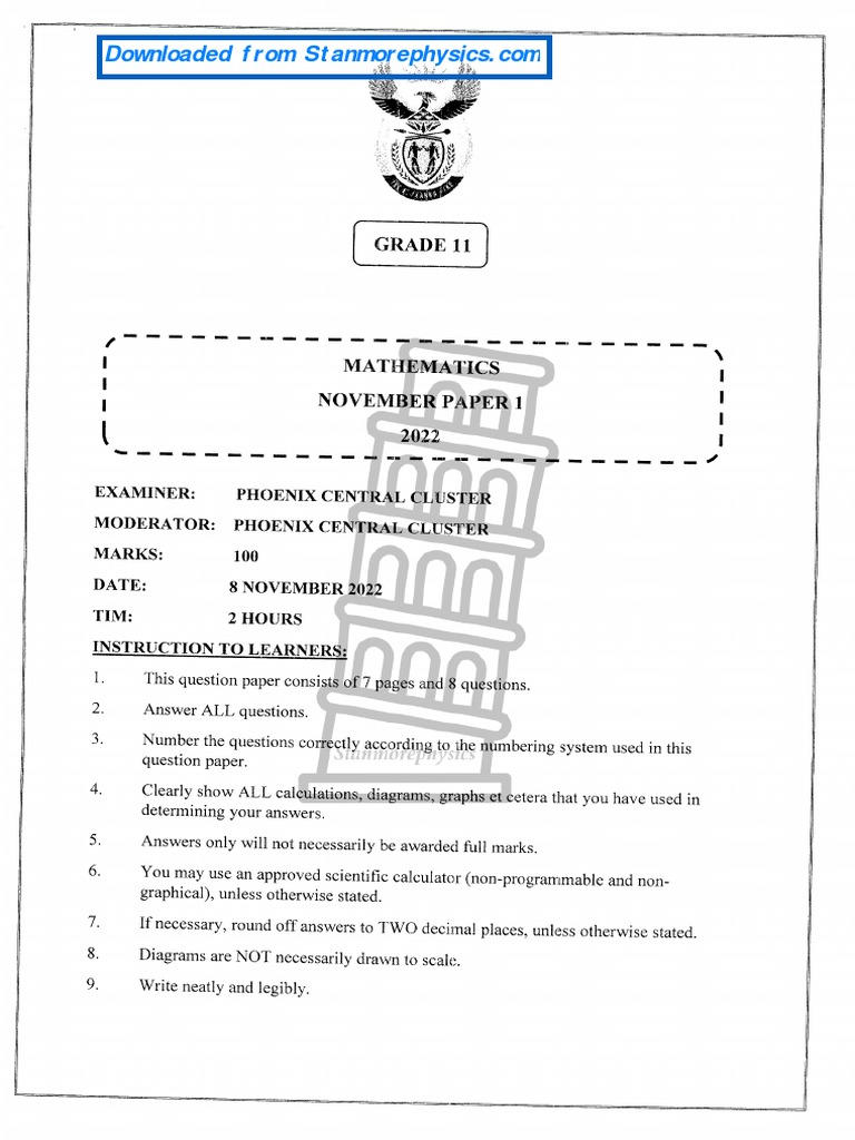GRADE 11 MATHS EXAM PAPERS AND MEMOS PDF DOWNLOAD 2022 NOVEMBER visual data 2