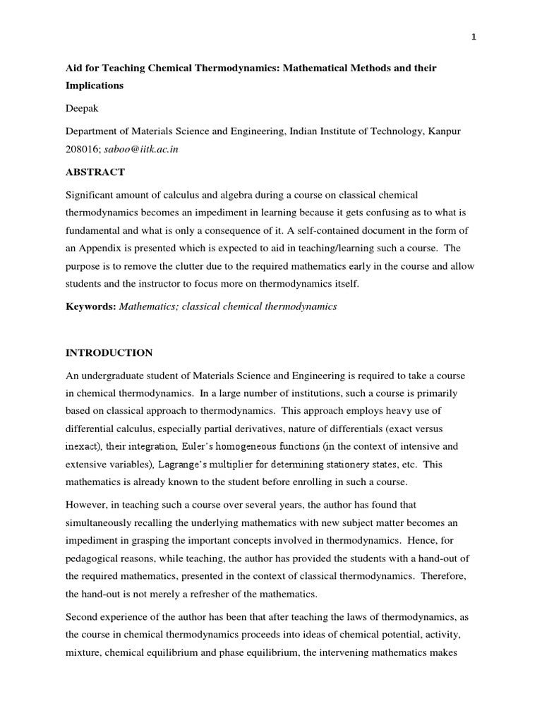 Thermo Math | PDF