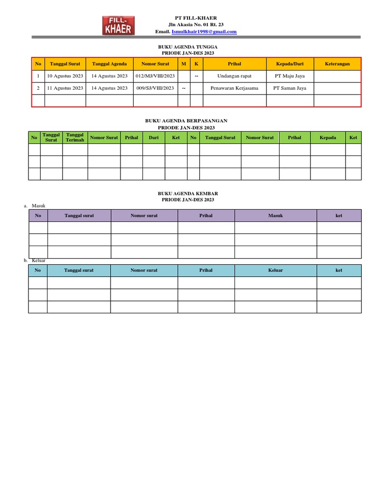 Contoh Buku Agenda | PDF