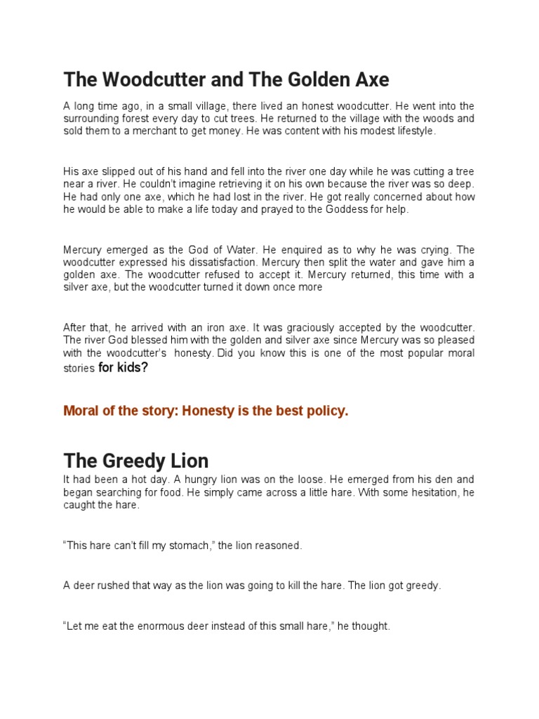 English Story PDF Greed