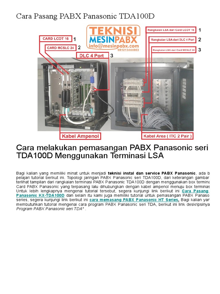 Panduan Instalasi PABX TDA100D | PDF