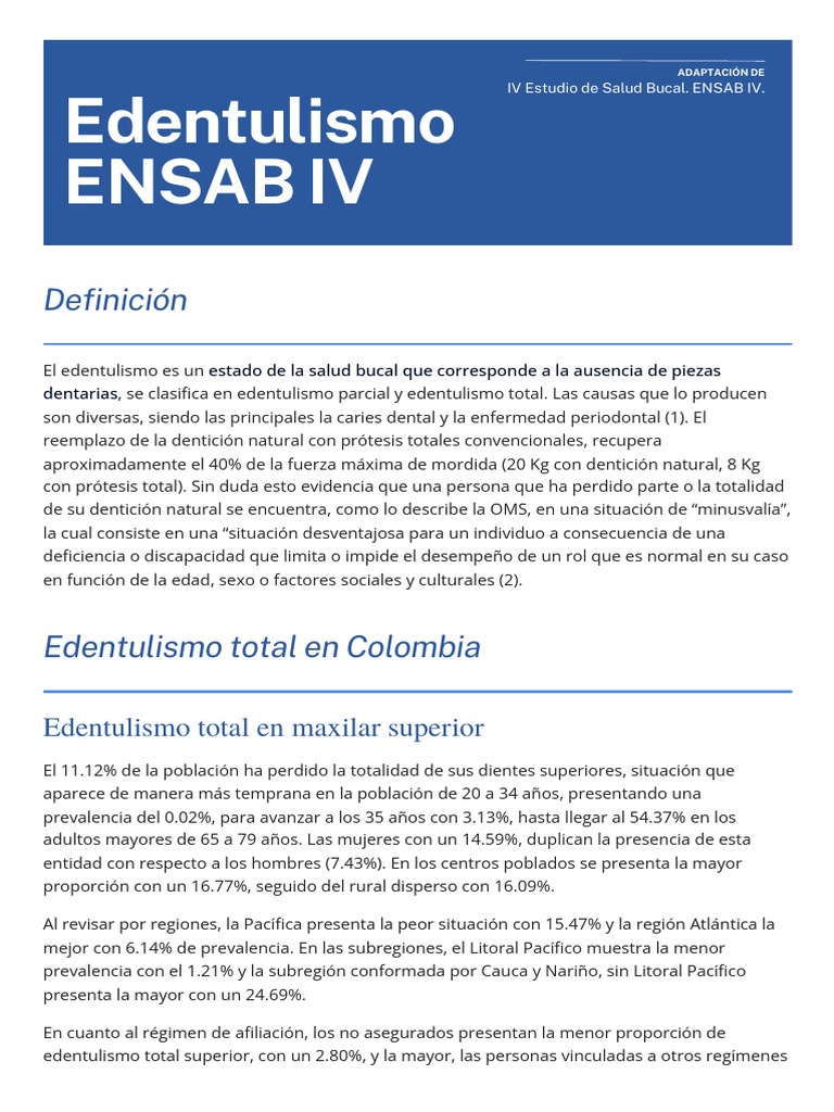 Edentulismo Total - ENSAB IV | PDF