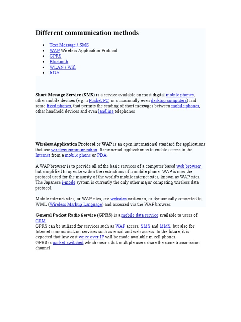 Different Communication Methods: Short Message Service (SMS) Is A ...