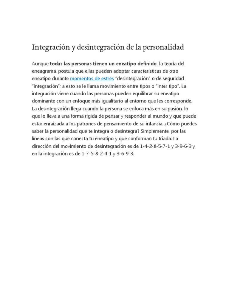 Integración y desintegración en el eneagrama | PDF