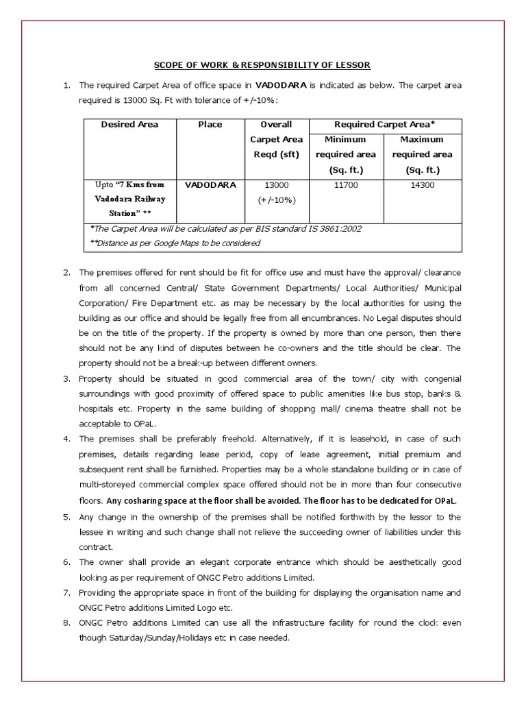 SoW Price Format Other Conditions (Finalization of Office For OPaL