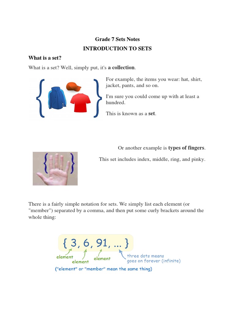 Grade 7 Sets and Venn Diagrams Guide | PDF | Set (Mathematics ...