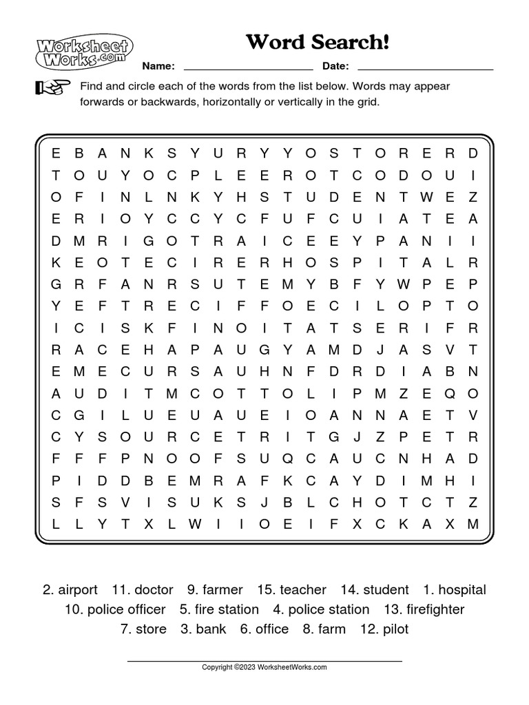 WorksheetWorks Word Search 2 PDF