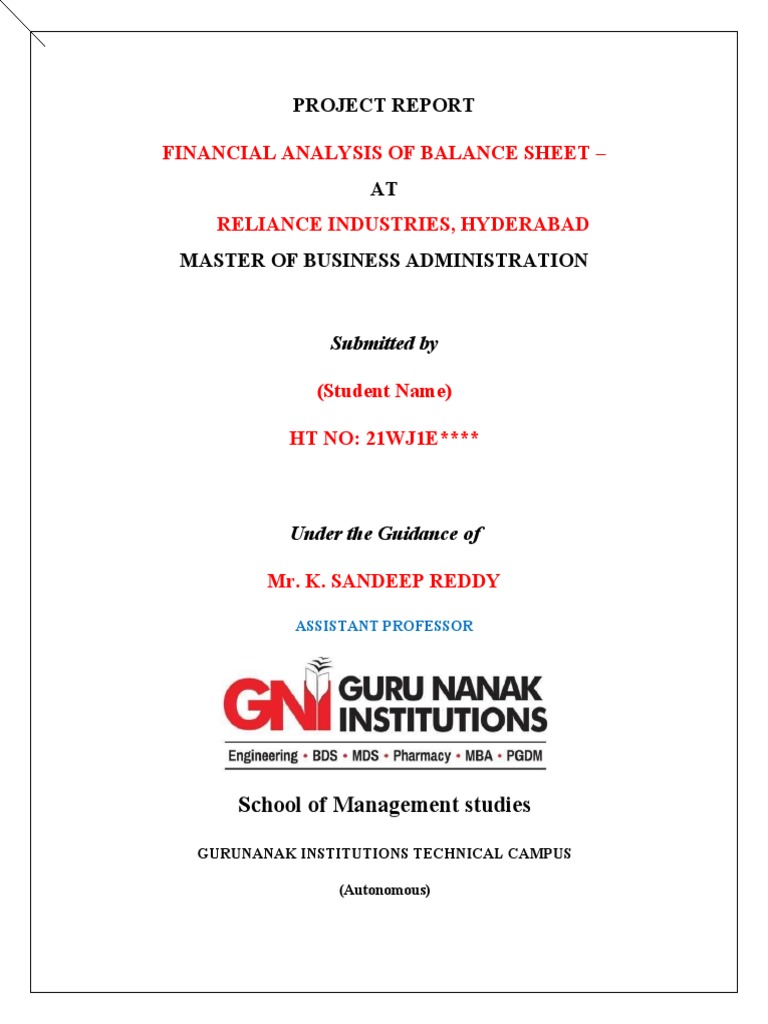 E0005 Financial Analysis of Balance Sheet - Reliance Industries | PDF