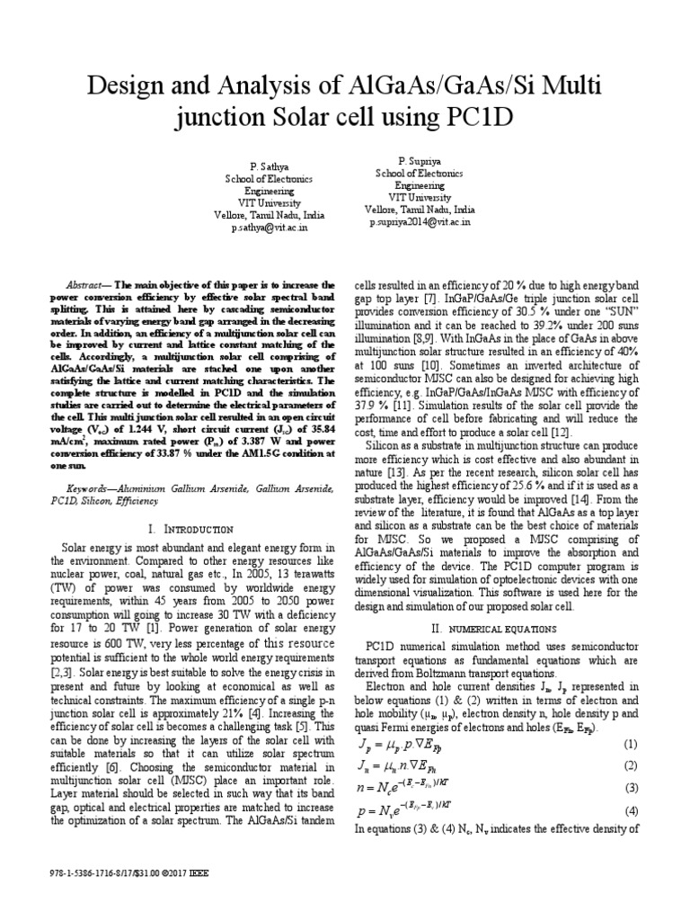 Sathya 2017 | PDF | Solar Cell | Gallium Arsenide