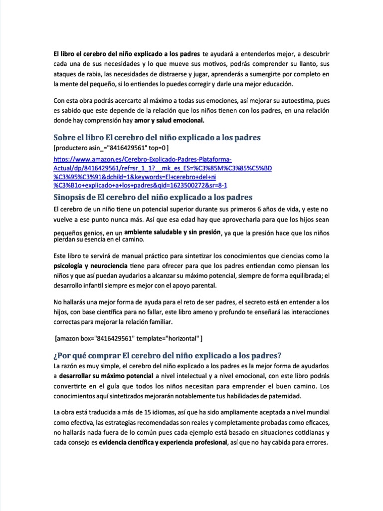 El Cerebro Del Nio Explicado A Los Padres - Compress | PDF
