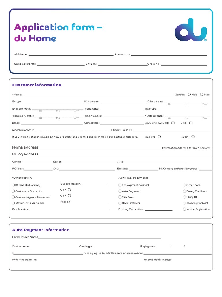 DXB-003414 - Du Home Form - EN v10 | PDF