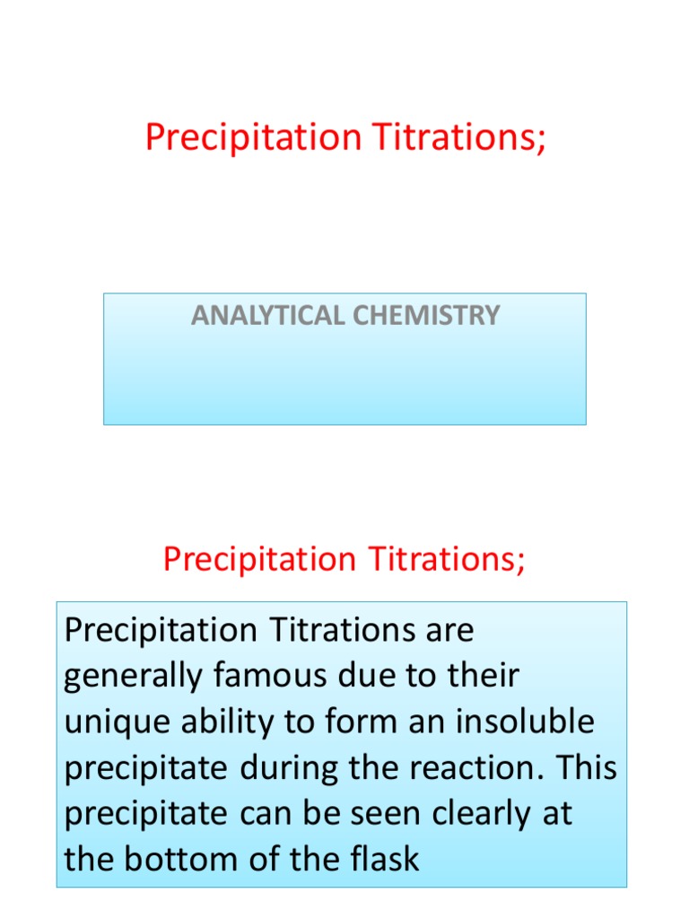 Precipitation Titrations PDF Titration Chemistry
