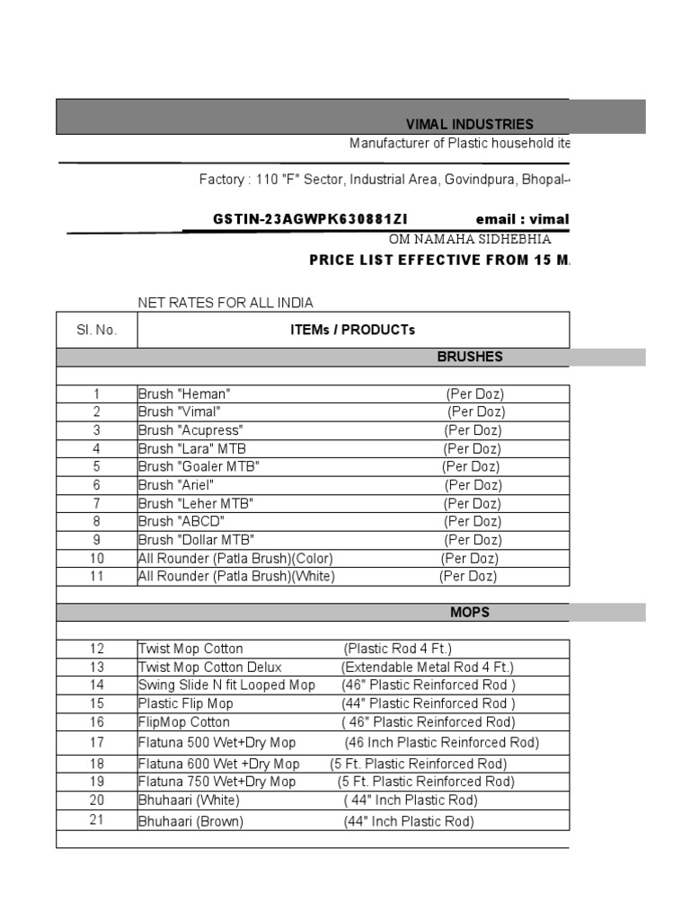 New Rate List | PDF | Home & Garden