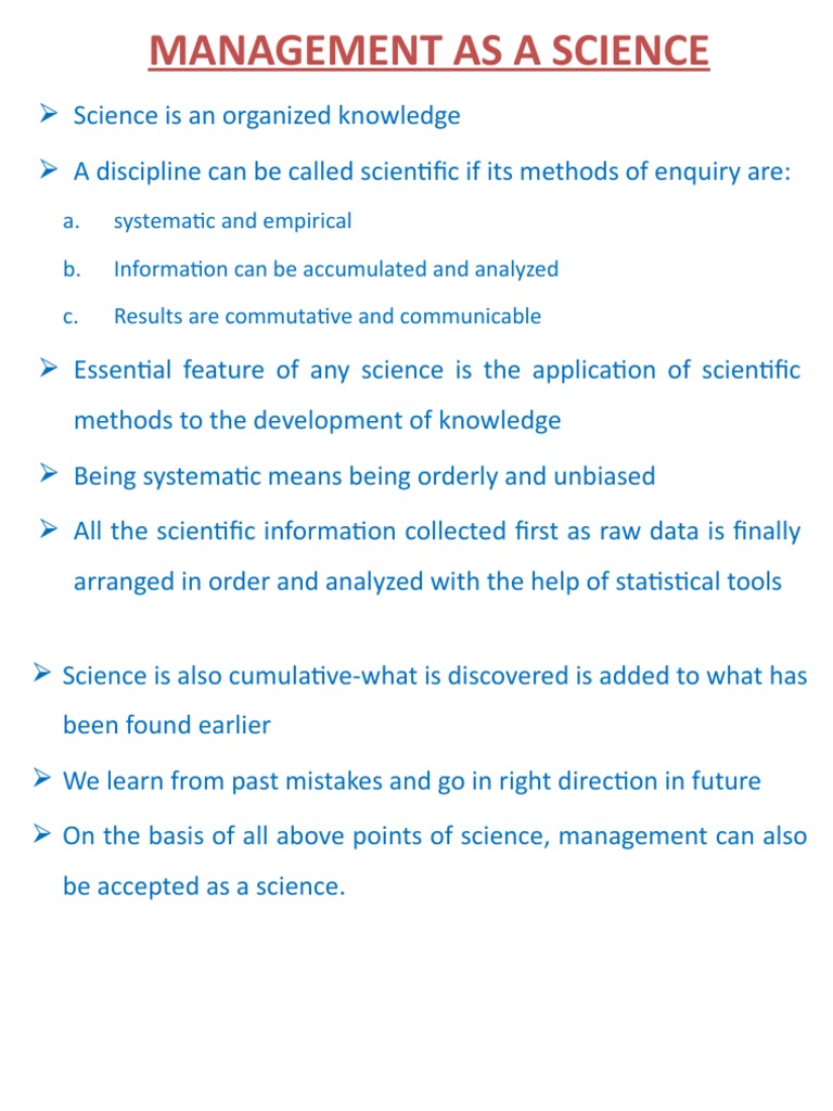 Understanding Management as Science | PDF | Career & Growth