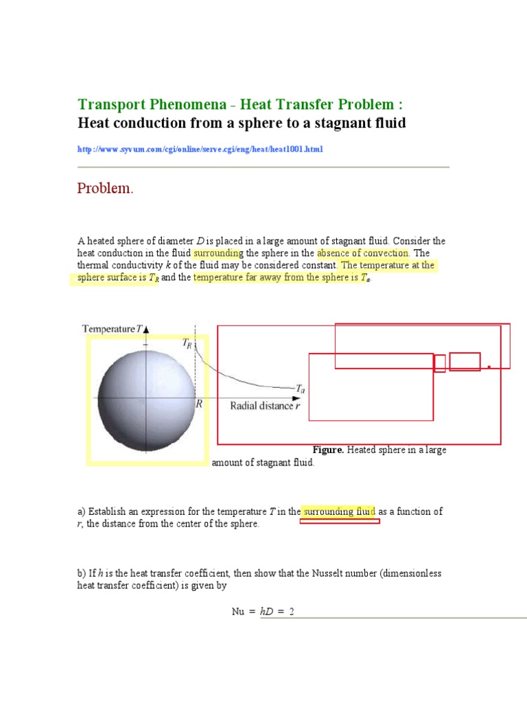 Heat conduction from a sphere to a stagnant fluid | PDF