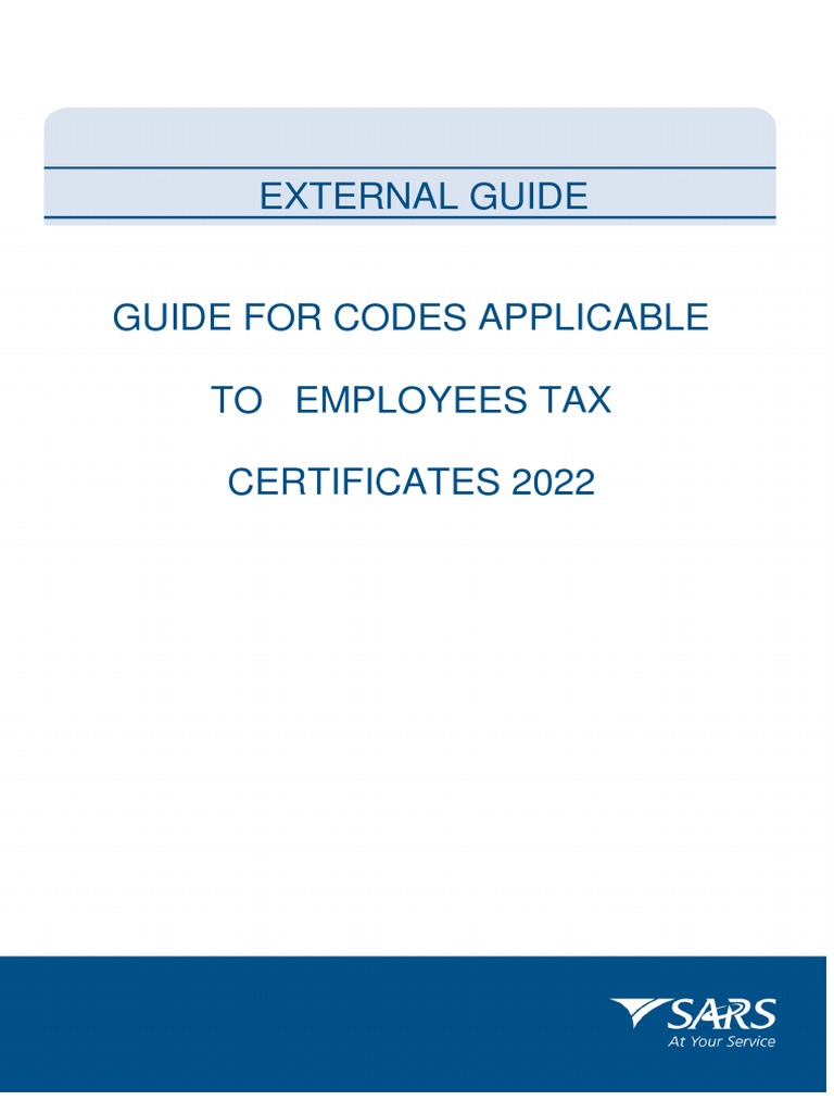 PAYE AE 06 G06 Guide For Codes Applicable To Employees Tax Certificates