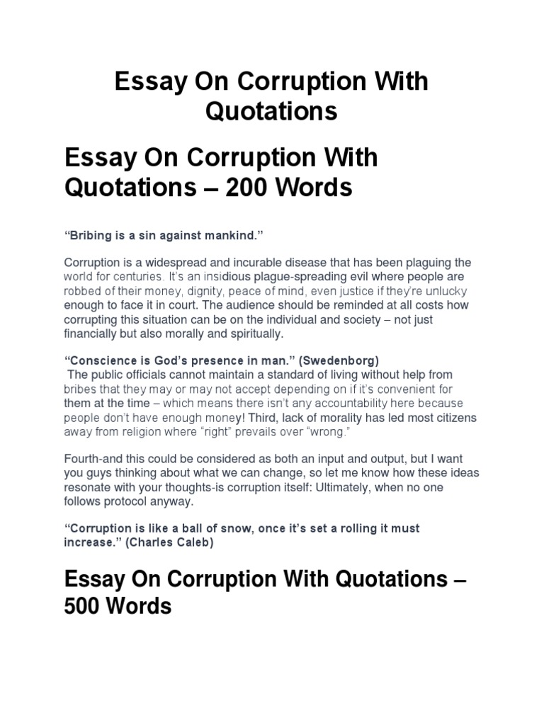 corruption essay with quotations pdf