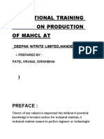 A Vocational Training Report On Production of Mahcl