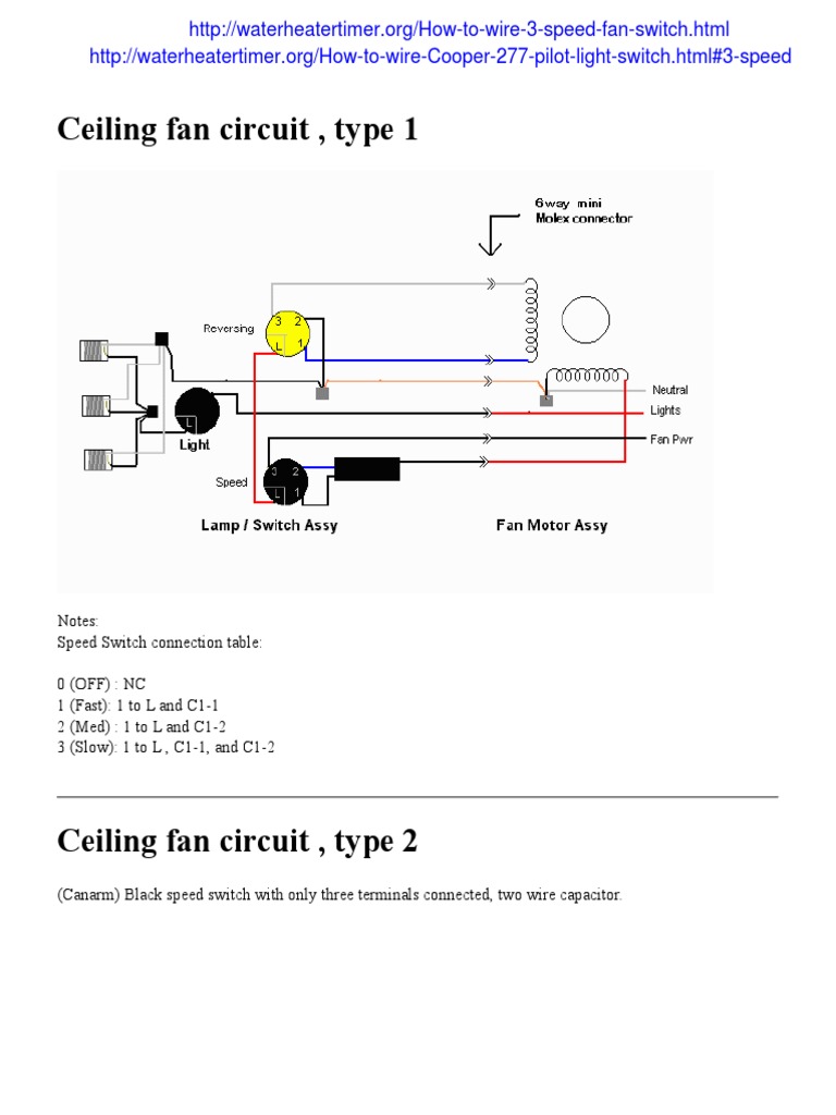 Ceiling Fan Wiring Diagrams | PDF