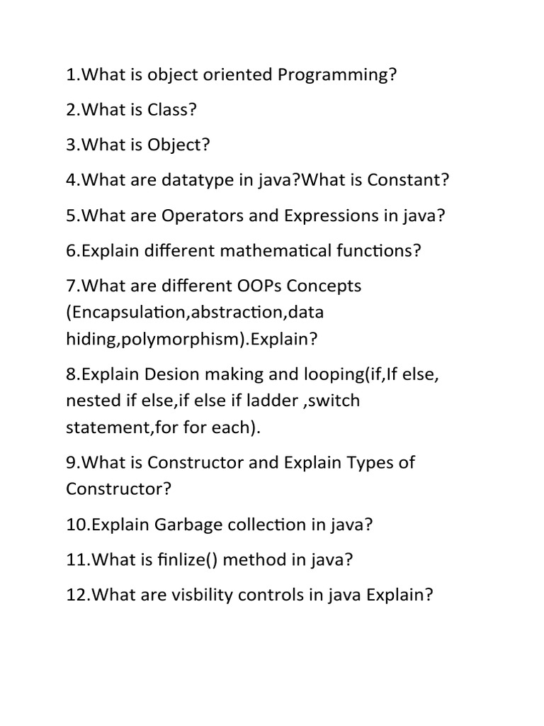 Java Oral Question | PDF