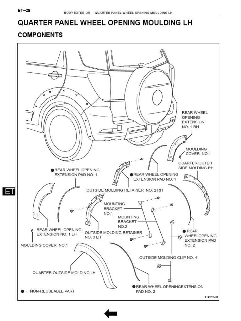 Quarter Panel Wheel Opening Moulding LH Components PDF