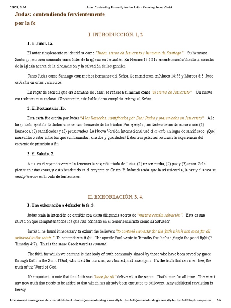 Jude Contending Earnestly For The Faith Knowing Jesus Christ