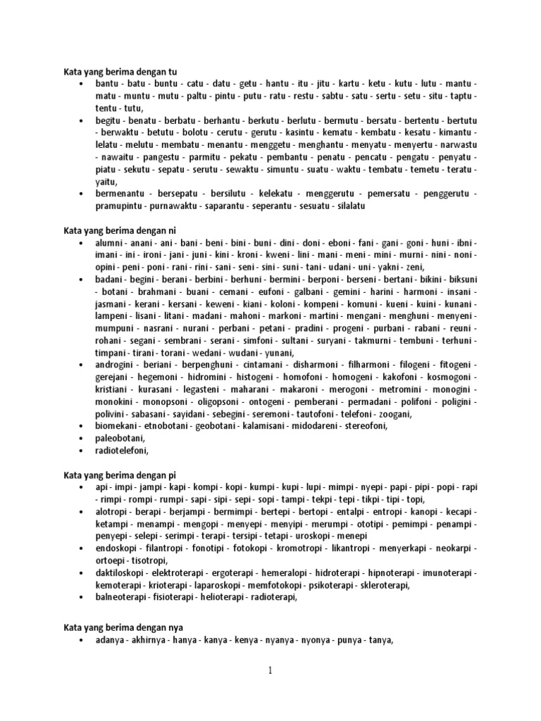 Rima Kata dalam Bahasa Indonesia | PDF