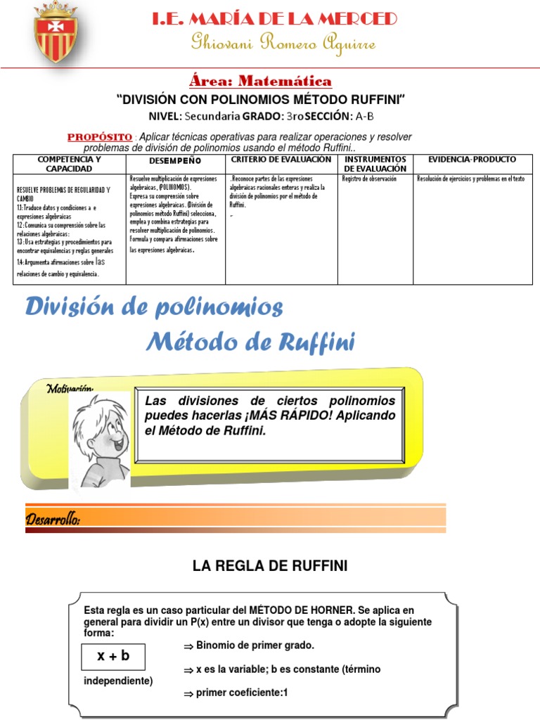 División de Polinomios: Método Ruffini | PDF