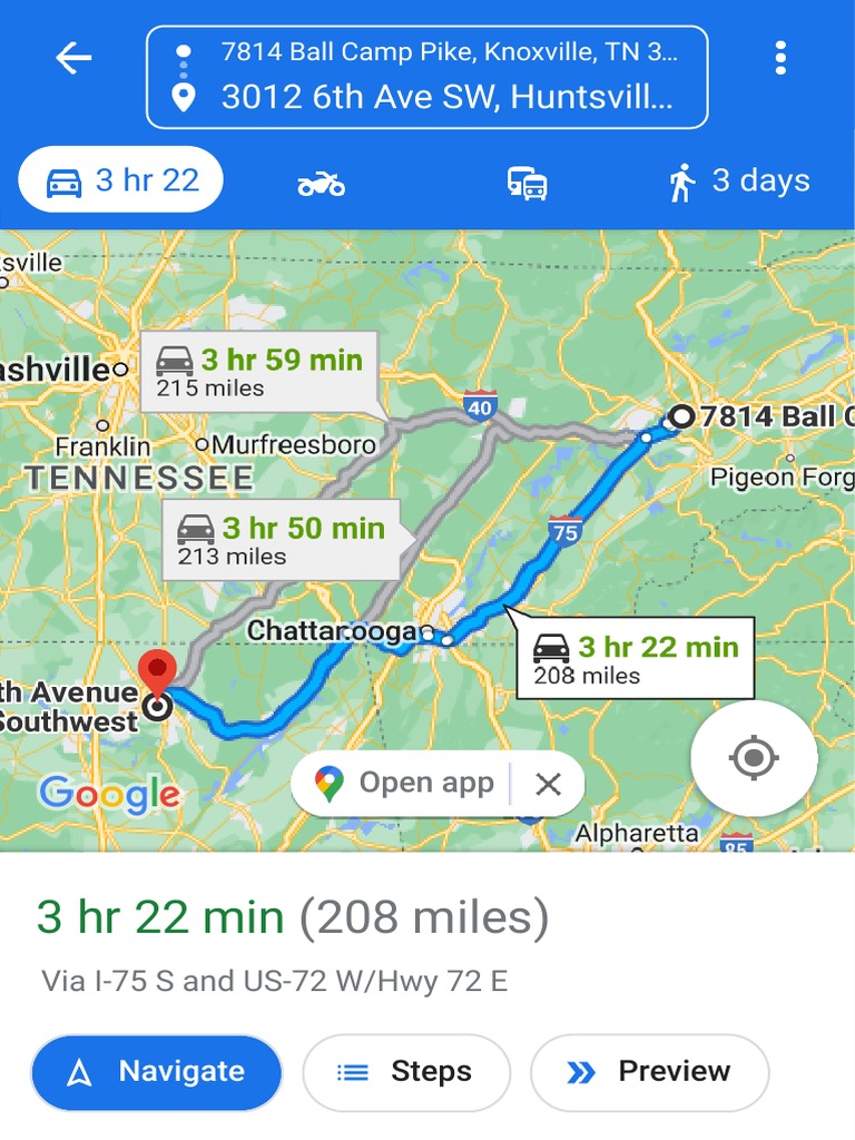 7814 Ball Camp Pike To 3012 6th Ave SW - Google Maps | PDF
