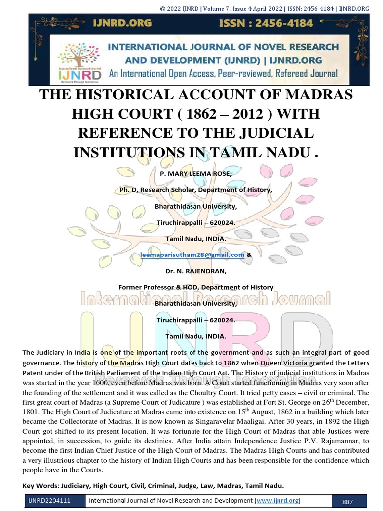 Historical Account of Madras High Court | PDF