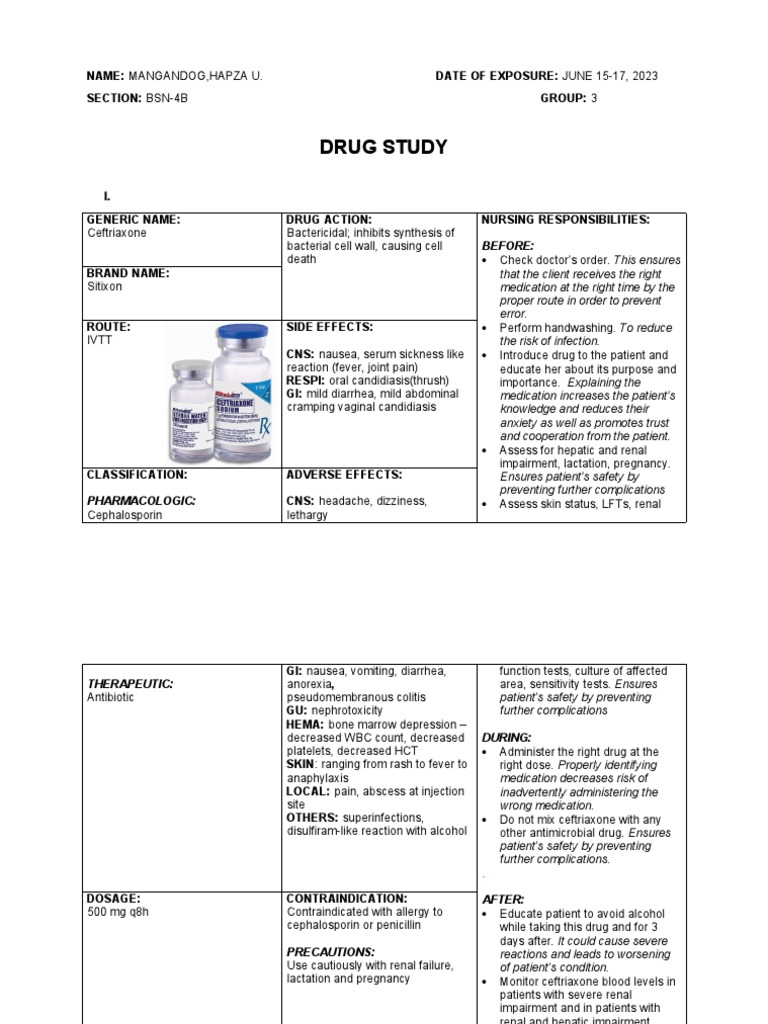 Nursing Responsibilities for Ceftriaxone | PDF | Nonsteroidal Anti ...