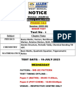 WB Jee Test Notice Jee (M+a) - Leader - It-1 - PH-3&4 - 19-July-2023.