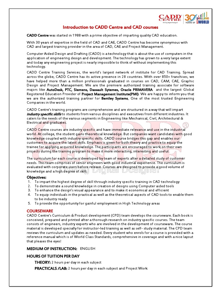 CADD Centre Course Offerings Overview | PDF