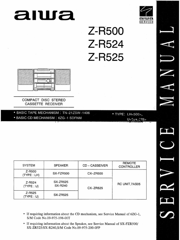 Aiwa CX-ZR500LH | PDF | Technology & Engineering
