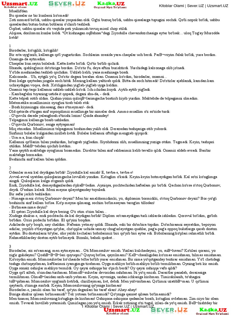 Barmoqlarimni uxlayotgan odamga tiqib oldim