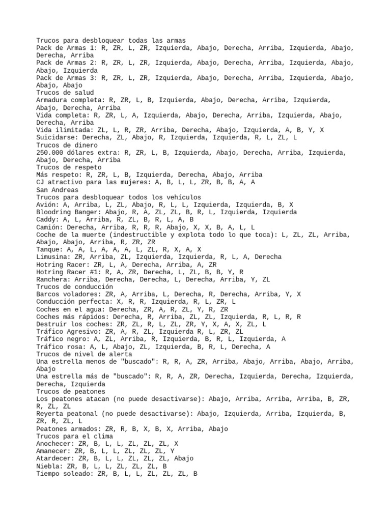 Trucos GTA SA Switch | PDF