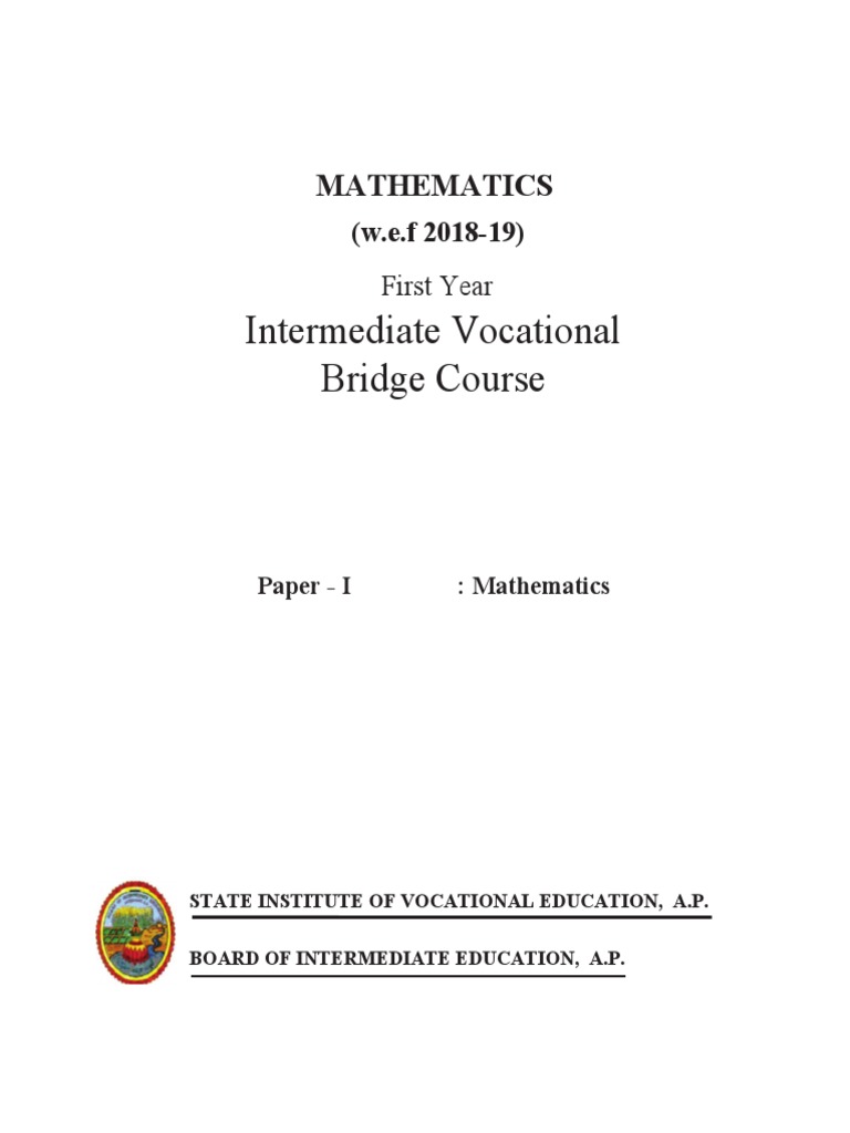 Vocational Bridge Course Mathematics PDF Function (Mathematics