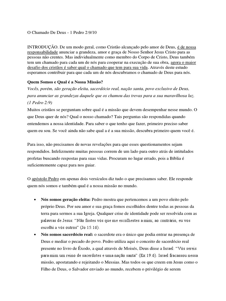 Descobrindo o Chamado de Deus | PDF | São Pedro | Jesus