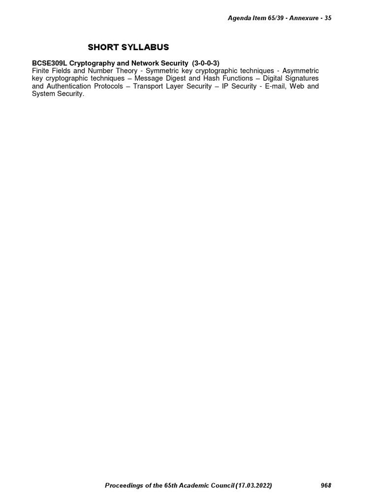 Cryptography and Network Security Syllabus | PDF | Cryptography ...