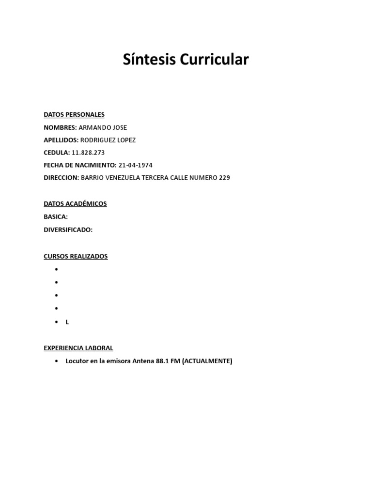 Curriculum Vitae Armando PDF