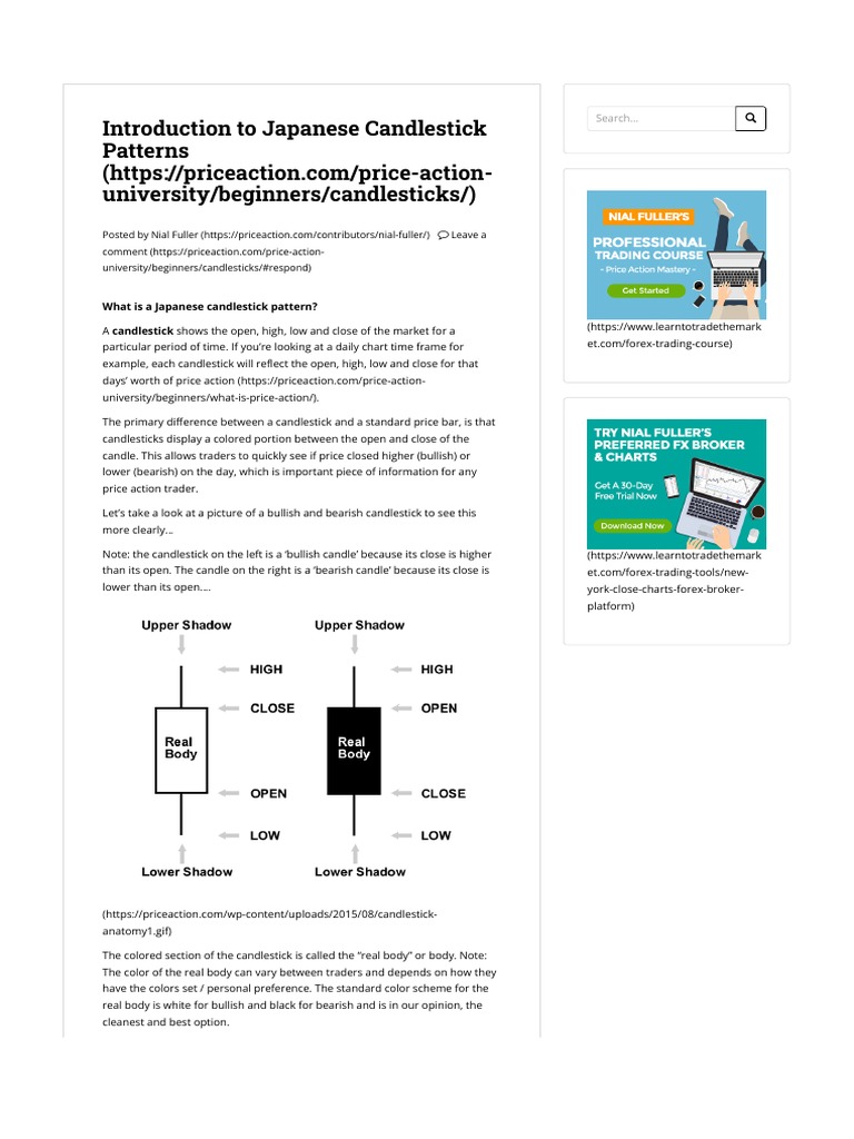 Introduction To Japanese Candlestick Patterns | PDF | Market (Economics ...